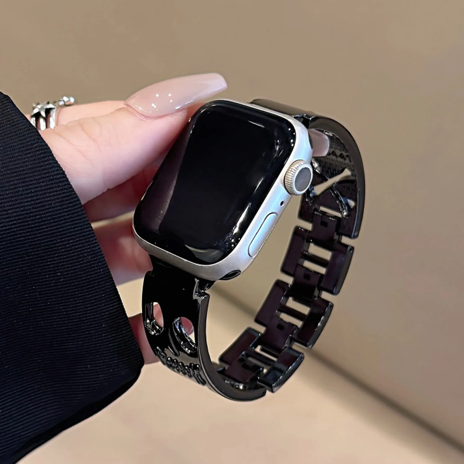 18/20/22 mm Universal-Totenkopf-Metallarmband, geeignet für Huawei Band 8 9 10 Fit3 GT4/5 41 mm 46 mm, personalisiertes, einzigartiges Armband – Detail 2