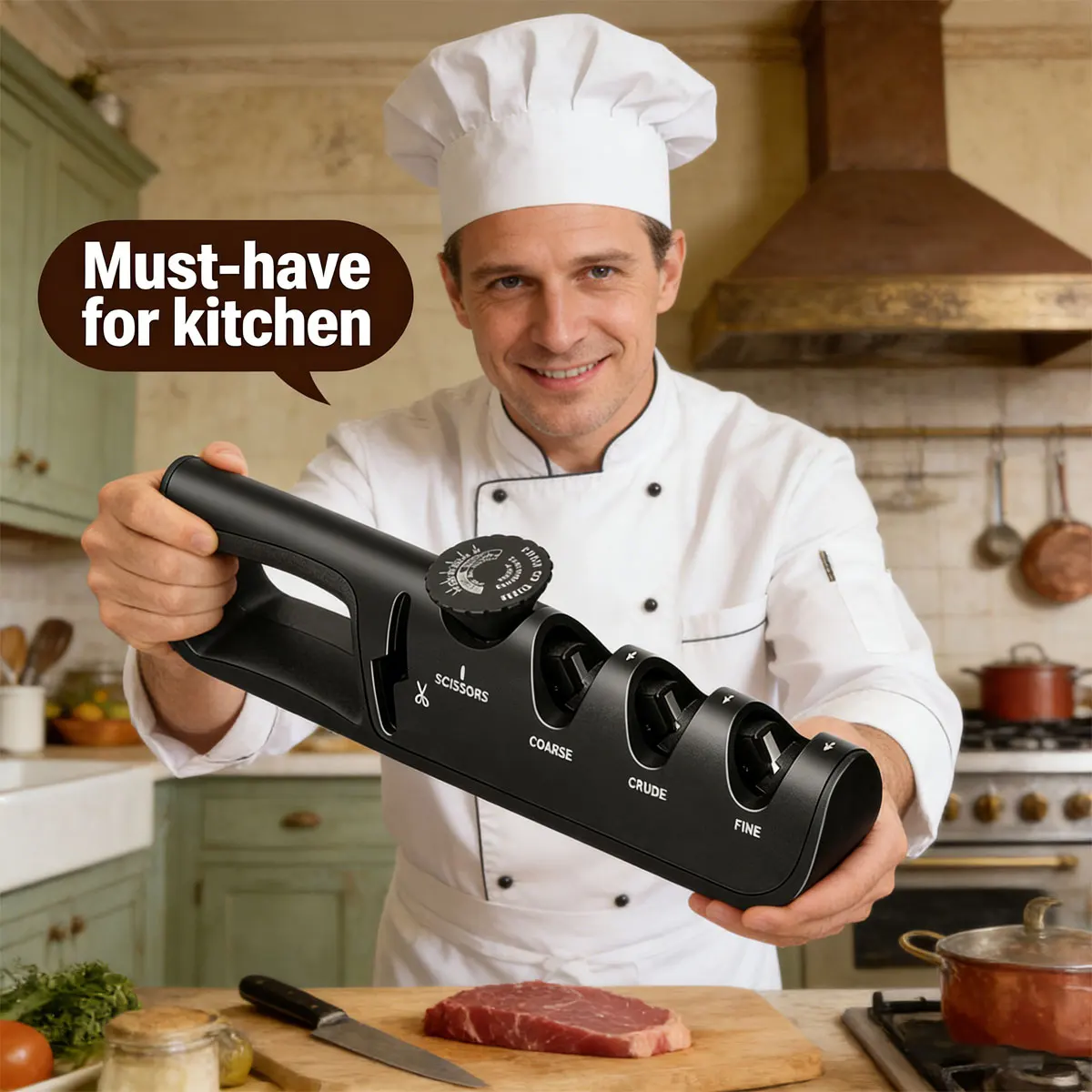 3+1-세그먼트 주방용 칼갈이 가정용 다기능 휴대용 3+1-목적 블랙 연마석 날카..