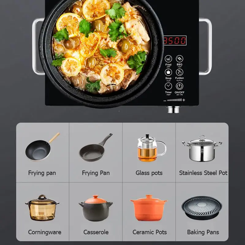 DMWD 110/220V 3500W Household Induction Cooker Electromagnetic Oven Waterproof Electric Stove Smart Touch Control Heating Plate induction cooker