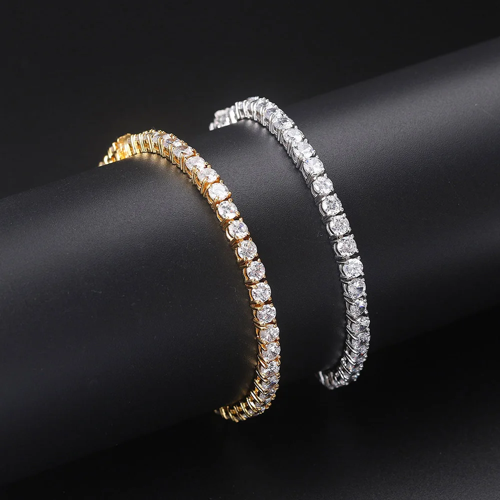 Iced Out 1 Row Crystal Tennis Bracelet for Women Man Punk