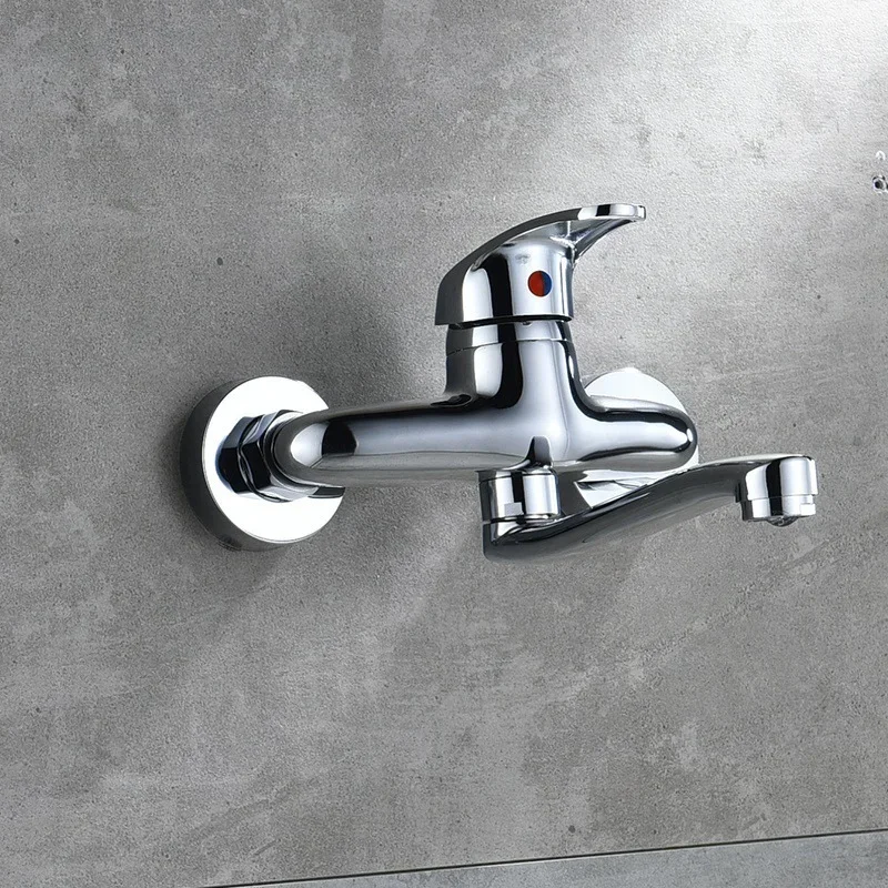 Description Picture 2 of itemKitchen Faucet Bathtub Basin Sink Faucet Hot&Cold Water Mixer Tap Single Handle Chrome Mixer Taps Wall Mounted Bathroom Faucets