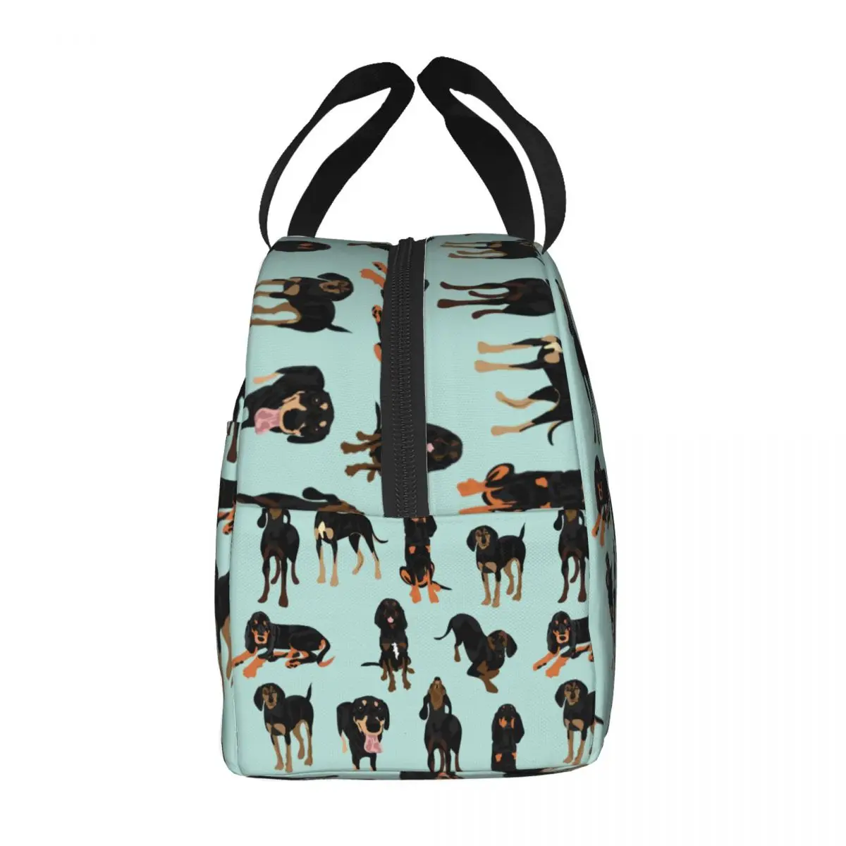 Lunch Bags for Men Women Black And Tan Coonhound Dog Thermal Cooler Bags Portable Picnic School Animal Canvas Tote B
