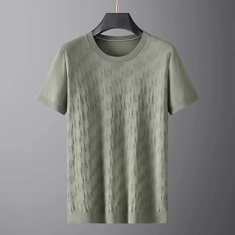 

New Arrival Suepr Large Summer Men's Fashion Casual Round Neck Knitted Short Sleeved T-shirt Plus Size 3XL 4XL 5XL 6XL 7XL 8XL