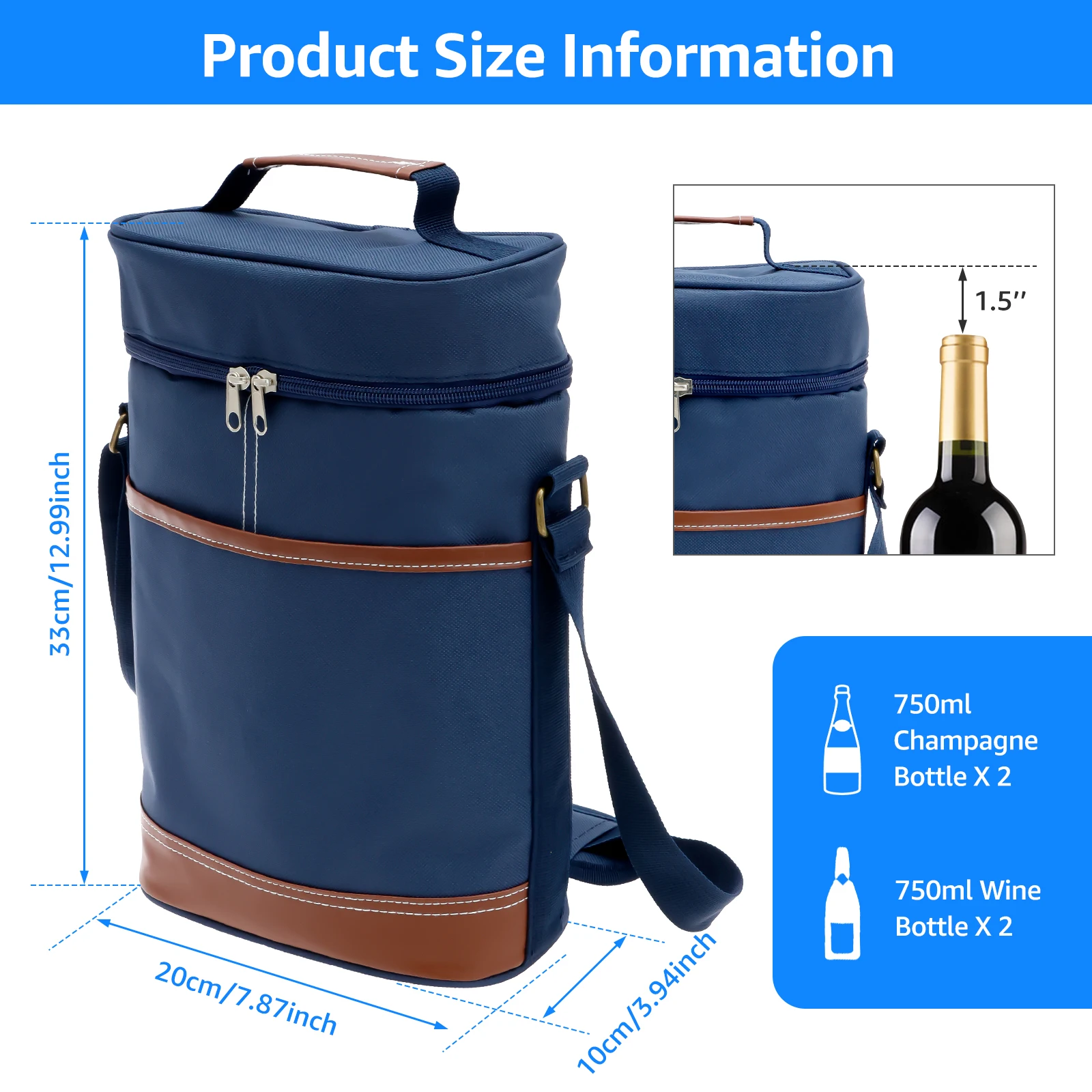 Cooler Wine Bottle Insulated Bag for Wine Thermal 2 Drink Bottle Beer Outdoor Portable Carrier Cooler Totes for Outdoor Party
