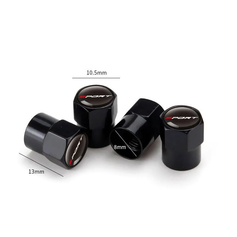 Tire Valve Caps 4Pcs Sporty Aluminum For Automobiles Motorcycles Trucks Bikes