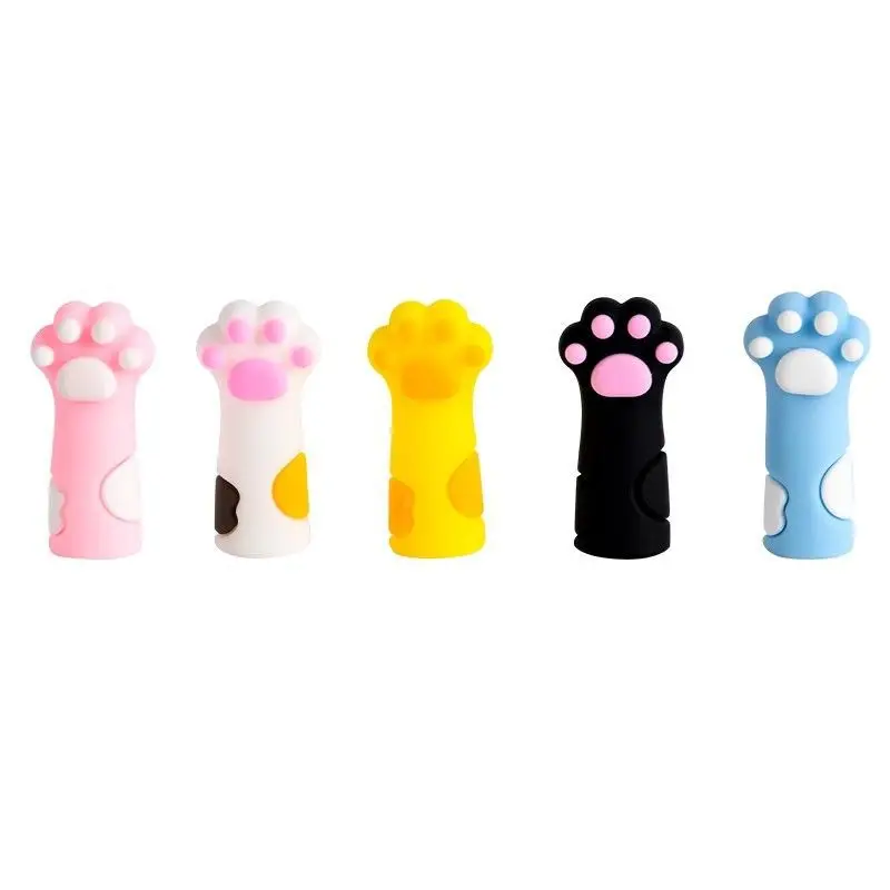 6개 귀여운 고양이 발 모양 뜨개질 바늘 스토퍼 실리콘 보호 캡 DIY 직조 도구 바느질 액세서리