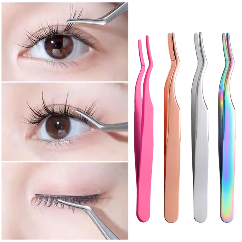 

Stainless Steel Eyelash Tweezers High Precision Anti-static Tweezers For Eyelash Extensions Curved Straight Nipper Makeup Tool