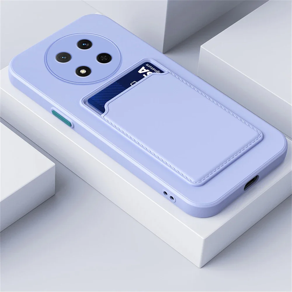 Premium Card Slot Wallet Shockproof Silicone Case - Matte Soft TPU Cover for Huawei Honor Magic Series