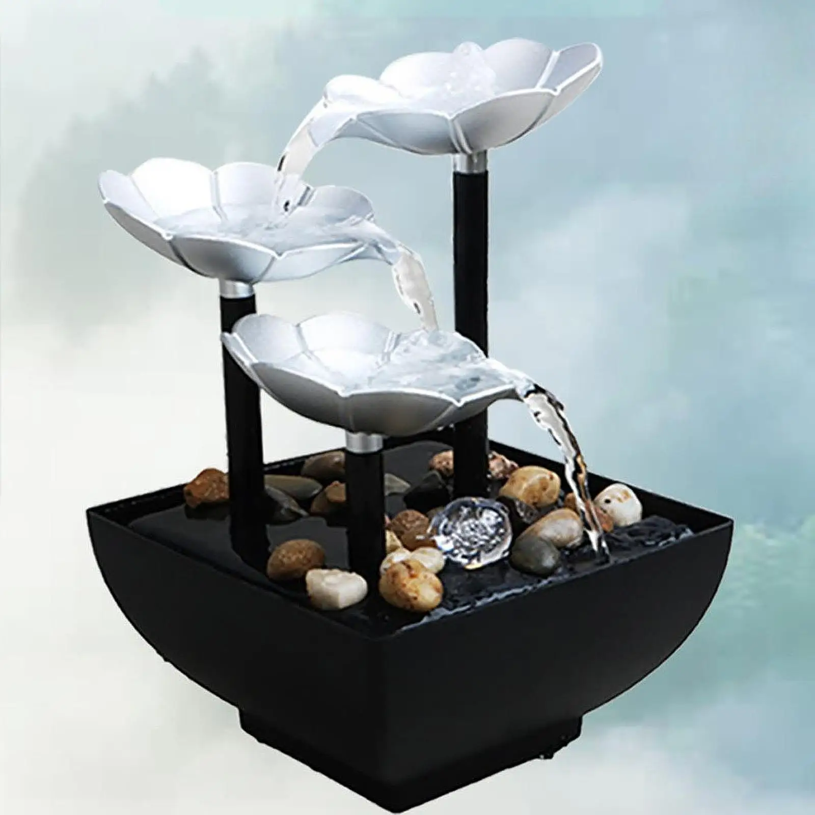Tabletop Water Fountain Compact Housewarming Gift with Switch Waterscape Decoration for Indoor Office Bedroom Desk Relaxation