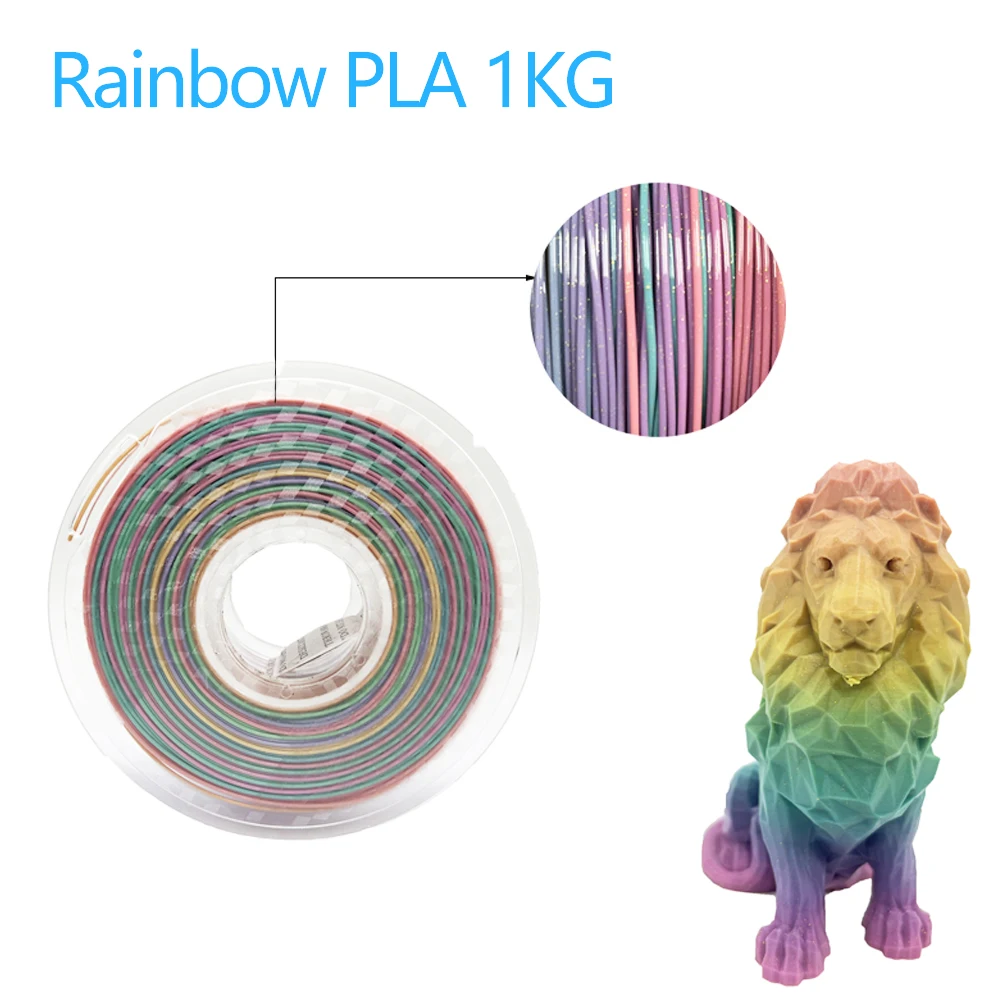 Tanie 2022 Rainbow PLA 3D włókna do drukowania 1.75mm 1 rolka