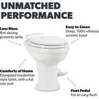320 Series Standard Height Gravity RV Toilet with Elongated Ceramic Bowl 2