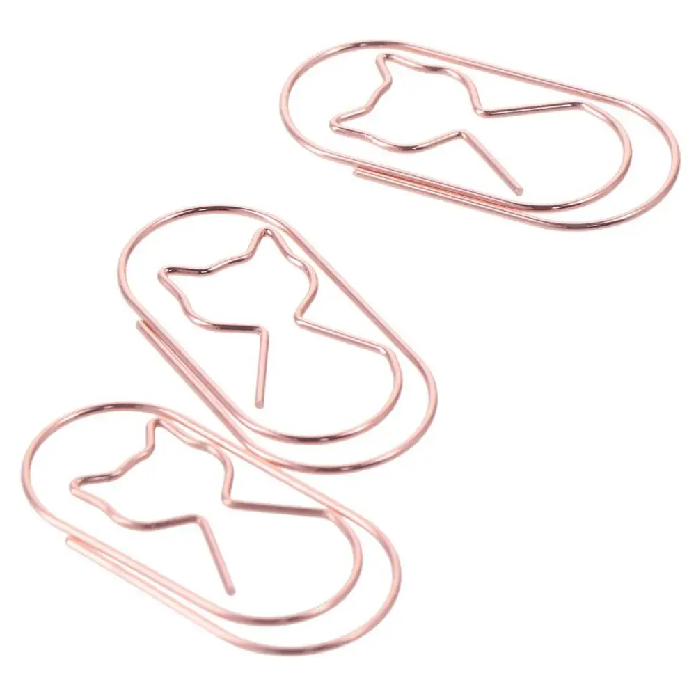 20PCS Rose Gold Paper Clips Durable Metal Large Binder File Clips Cat Shape Bookmark paper clips binder clips