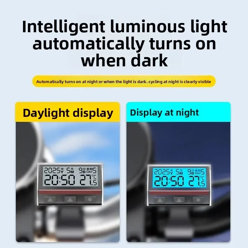 Wireless Solar-Powered Digital Clock with Date, Week, Temperature Display & Waterproof Backlit Screen