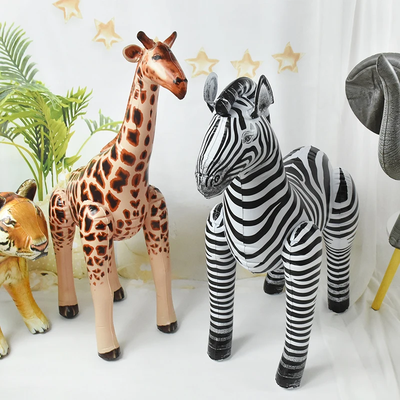 

1Pcs Large Simulation Safari Animals Inflatable Toys Giraffe Zebra Elephant Tiger Foil Balloons Jungle Party Kids Birthday Gift