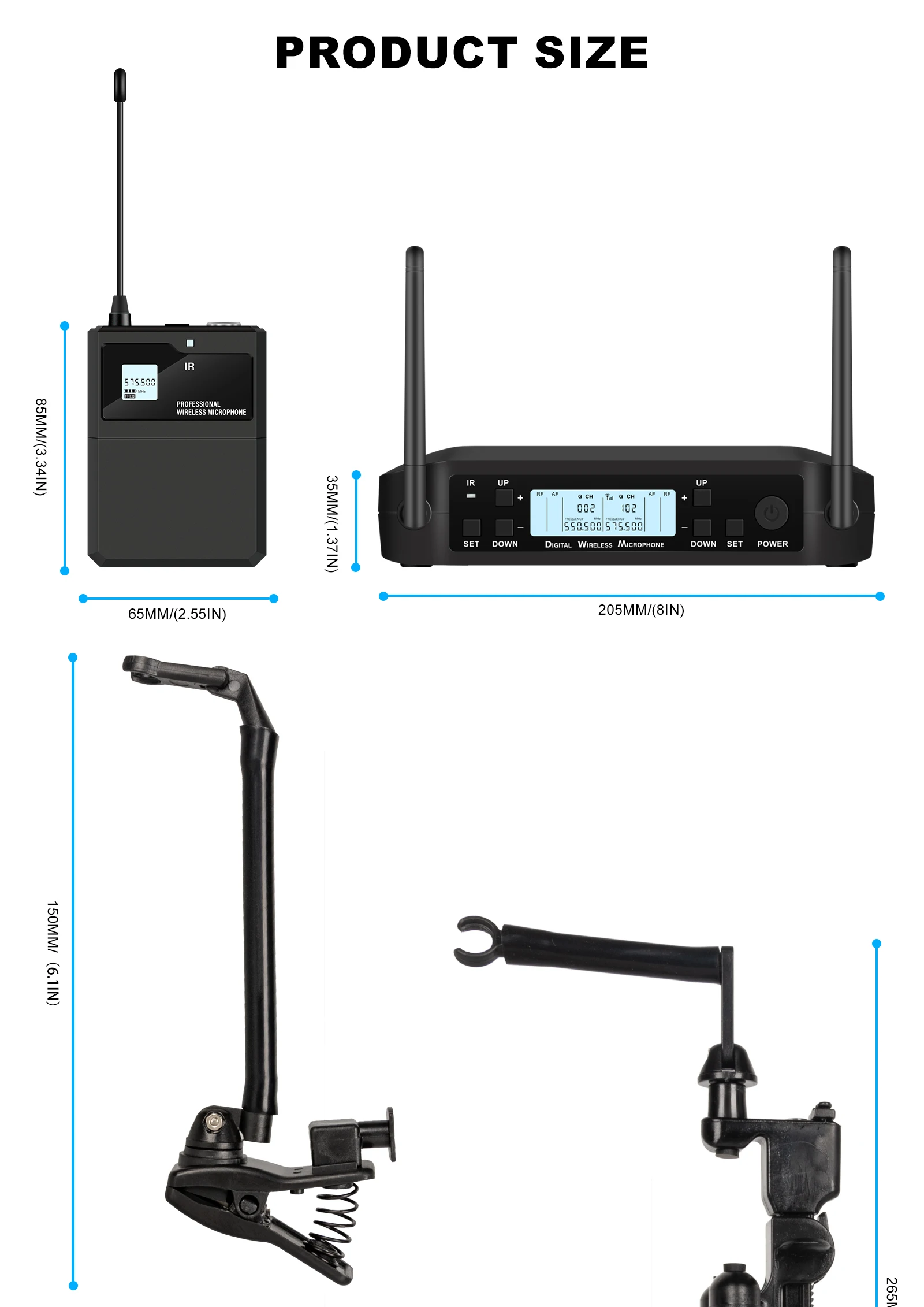 Professional Wireless Instruments Saxophone Microphone Lapel Microphone For Violin, Cello, Brass Percussion Mic