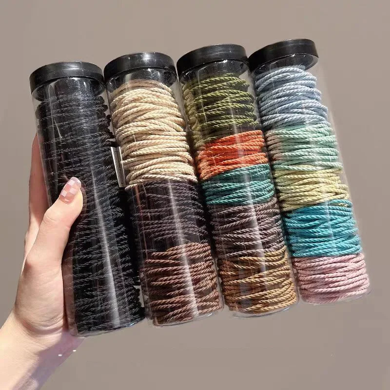 100pcs Solid Color Elastic Hair Bands & Scrunchies 2