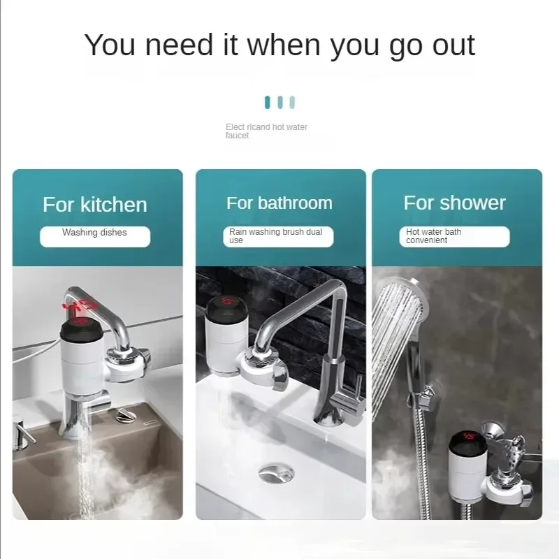 Kitchen Instant Eectric Water Heater Tap Hot Water Faucet Heater Cold Heating Faucet Tankless Instantaneous Water Heater Home 6