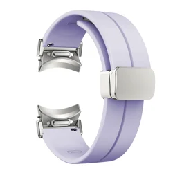 Magnetic Soft Silicone Sports Watch Band - Quick Fit Strap - 4 classic 46mm 42mm (PurpleS)