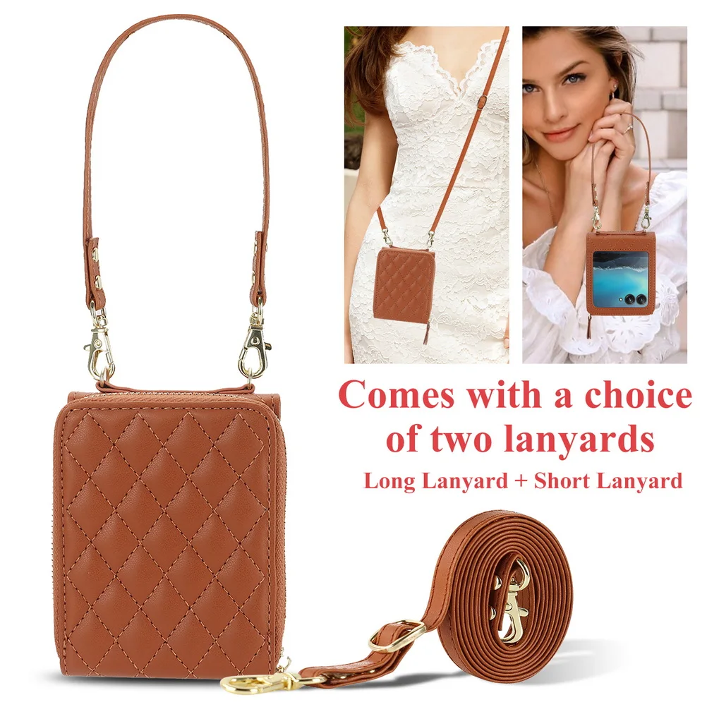 Foldable Multi-slot Wallet with Diagonal Lanyard Chain Case