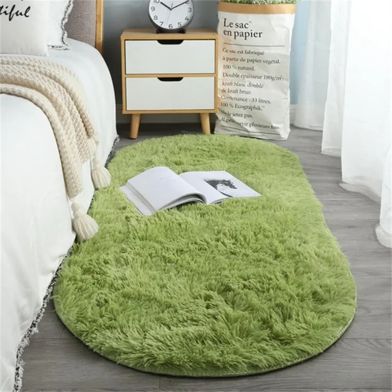 

Large Size Oval Plush Carpet Home Decor Bedside Thin Tie Dye Area Rug Living Room Bedroom Fluffy Rug Multi Color Available 양탄자