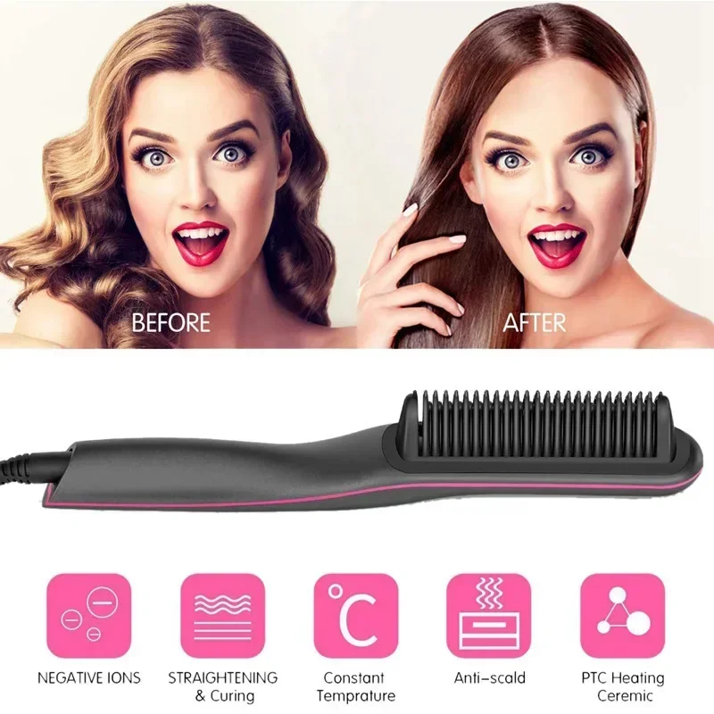 Hot Sales Ion Hair Straightener Ceramic Electric Hot Comb Multifunction Wet To Dry Straightener 3