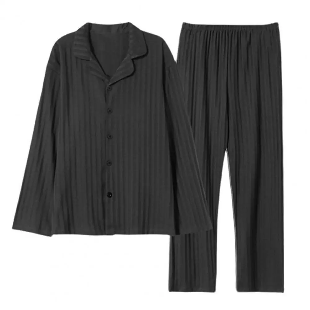 Pajamas Set Milk Silk Men Striped Plaid Print Fall Winter with Color Matching Lapel Single-breasted pajamas set,silk pajamas,man pajamas set,satin pajama set