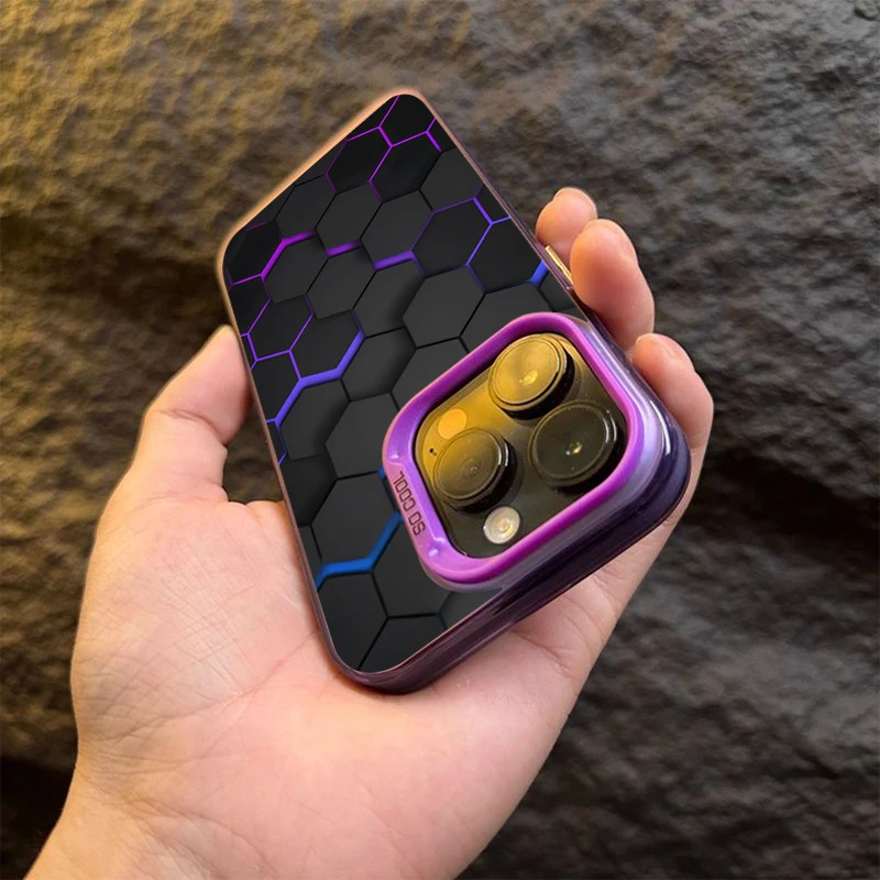 Fashion Honeycomb Building Block IMD Phone Case For iPhone 15 Pro Max 15 14 13 12 11 Pro XR XS 7 8 Plus Shockproof Back Cover