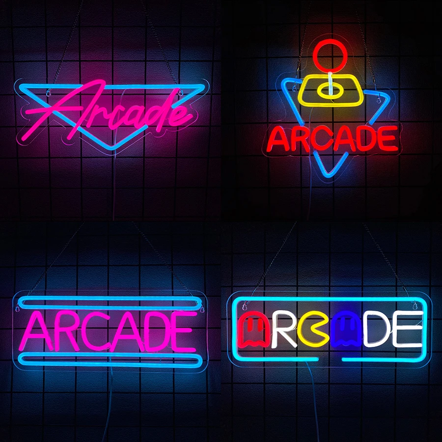 Neon Arcade Wall Decor Sign – Vibrant Lighting for Game Rooms, Man Caves, Bars, and More, USB Powered