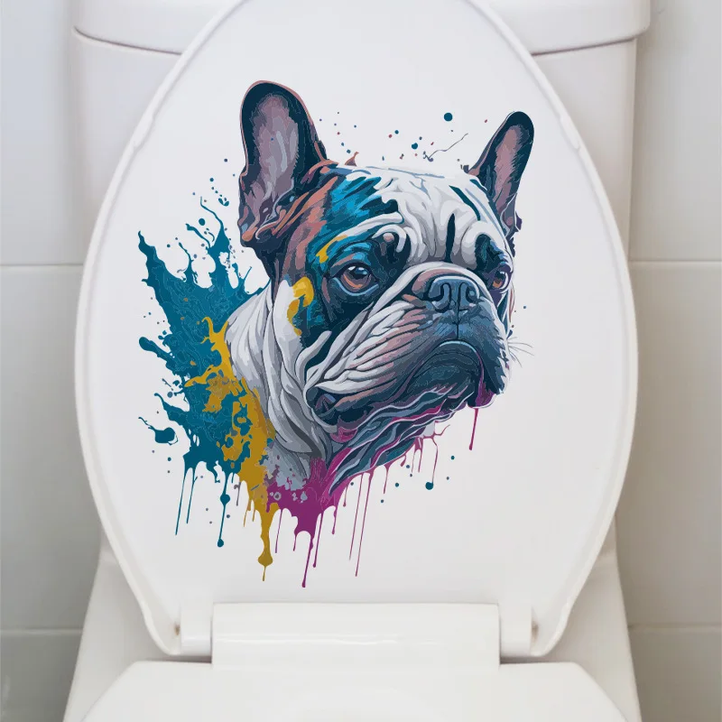 

1pc PVC Toilet Lid Decal, Creative Dog Pattern Waterproof Removable Toilet Stool Sticker For Bathroom