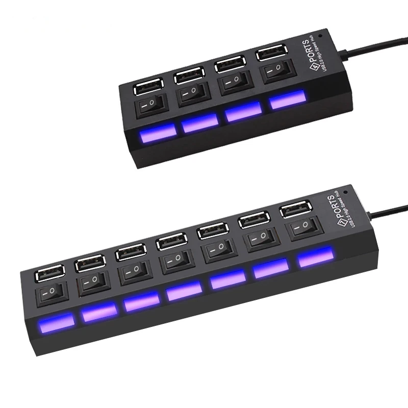 Hub Usb 2.0 A 7 Porte Hub Usb Hub Splitter Multi Usb Utilizzare Adattatore Di Alimentazione 4/7 Porte Più Espansore 2.0 Hub Usb Con Interruttore Per P