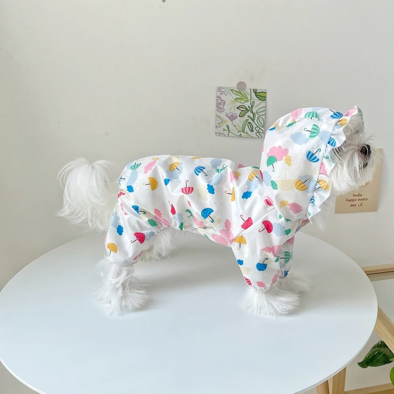 Waterproof pet raincoat puppy dog four legs inclusive teddy clothes small dog Bichon Hiromi poncho spring and summer rainy days