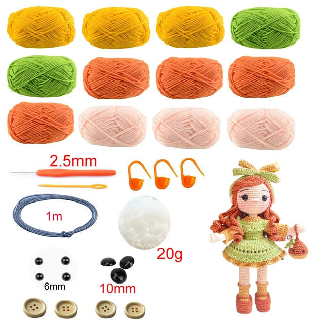  Pretty Gril Crochet Kit Needlework Doll DIY Knitting amigurumi  Crocheting Craft Kits Handmake with Yarn Accessories Pattern