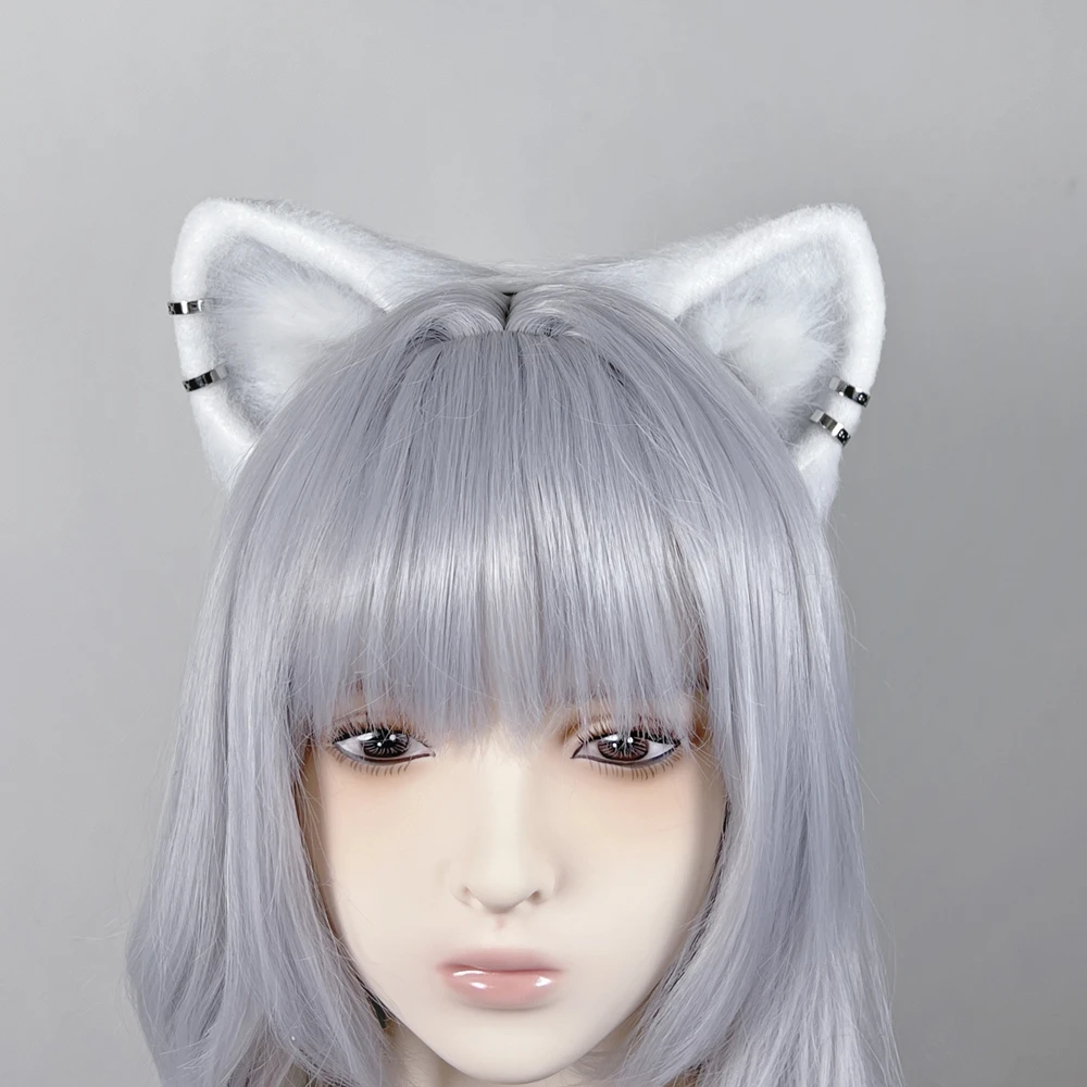 

New Game Arknights Schwarz Cosplay Prop Cat Ears Hairhoop Earrings Headwear Beast Costume Accessories Hand Made Work