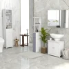 Homcom Bathroom Storage Cabinet, Free Standing Bathroom Storage Unit, Tall Linen Tower with 3-Tier Shelves and Drawer, White 6