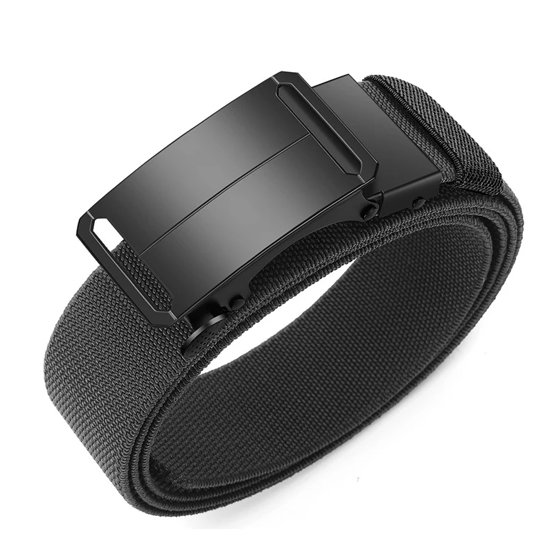 Metall-Automatikschnallen-Gürtel aus elastischem Canvas für Herren, strapazierfähiger Stretch-Taktikgürtel für Outdoor-Training, Jagd und Freizeithosen – Detail 10