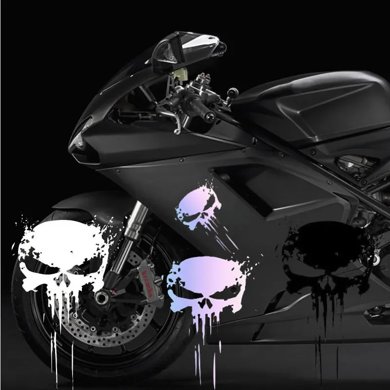 

Skull Sticker Reflective Decal Motorcycle Stickers Waterproof Sun Protection Universal Car Motorbike Decoration Accessories