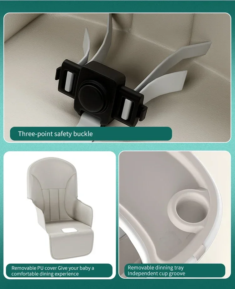 3 in 1 Seat Child Infant Belt Safety Feeding Kids Hignchair Dining Portable Baby High Chairs Plastic with Tray