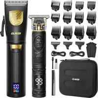 GLAKER Cordless Hair Clipper Kit – Hair Trimmer for Men, Sharp Blades, LED Display, 15 Guide Combs, Travel Case, and Storage 1