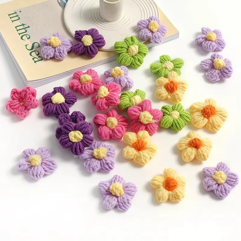 3.5cm Wool Flower Stickers DIY Shoes and Hats Handicrafts Sewing Clothes Colorful Hair Clips Decorative Accessories Puff Pompom