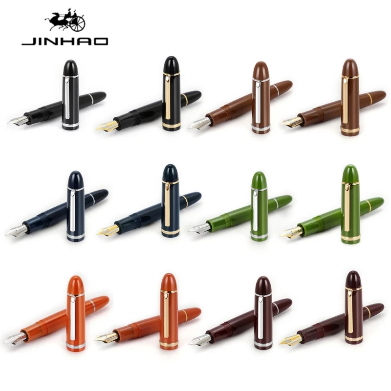 

Fountain Pen X159 Series Pen 0.5mm Fine Steel Nib Silver Clip Rotary Suction for Students Office Gift