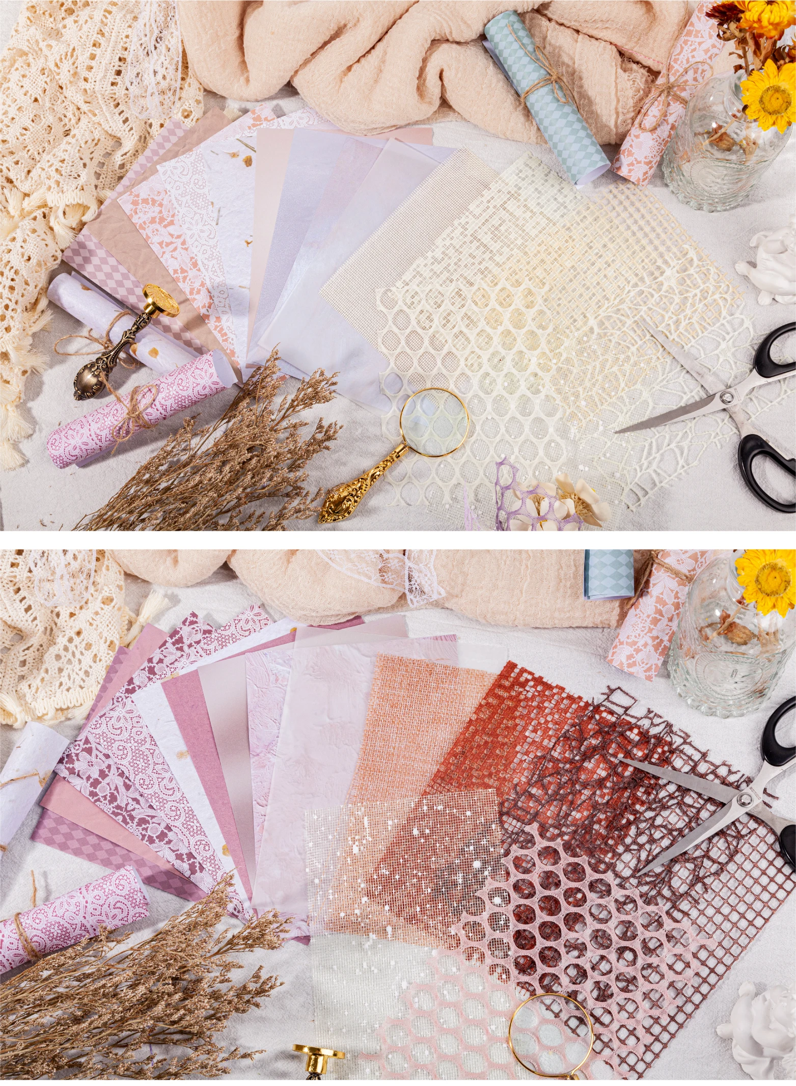 15 stücke Vintage gemischte Materialien Spitze Papier Sammelalbum Materialien DIY Fotoalbum Collage Journal kreative Briefpapier Material Papier – Detail 3