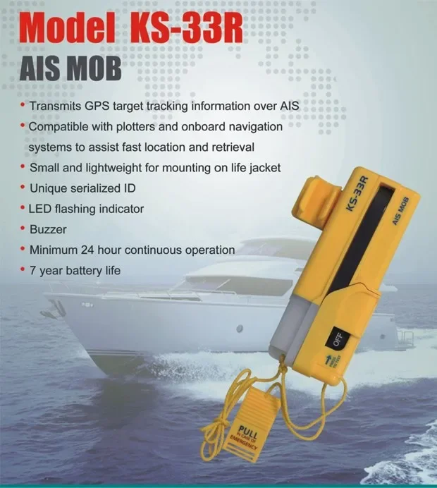ONWA KS-33R AIS-MOB Personal Locator Beacon Smartfind AIS MOB Tracker Transmits GPS Target Tracking Information