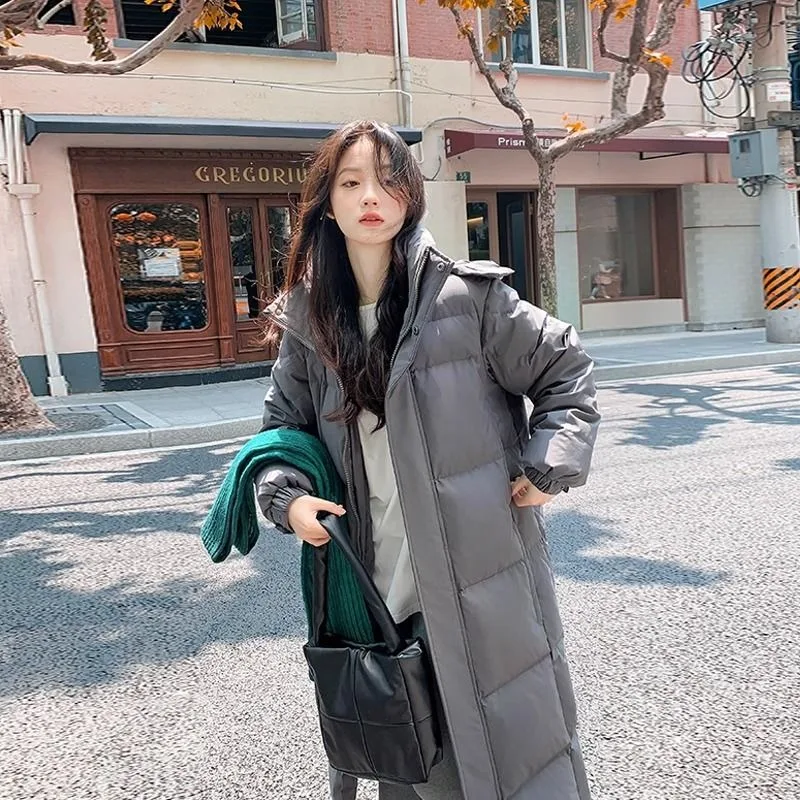 2023 New Women Down Jacket Winter Coat Female Mid Length Version Parkas Loose Thick Warm Outwear Hooded Leisure Time Overcoat
