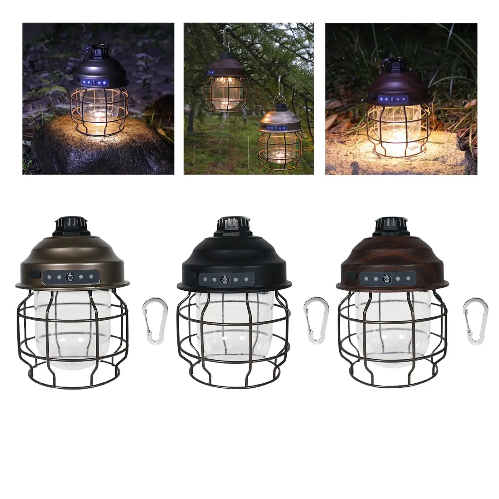 Vintage Style Camping Lantern Light Tent Lamp USB Rechargeable for Outdoor