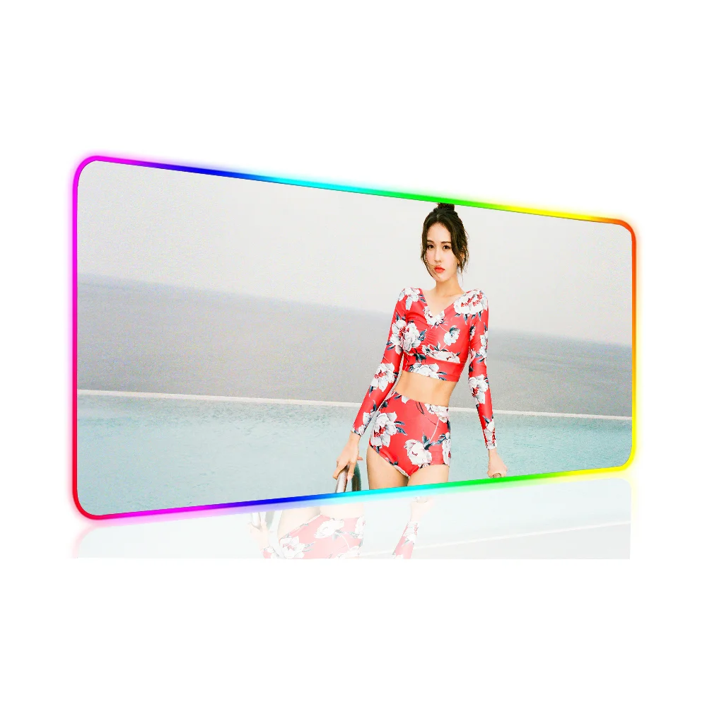 1pc Kpop Beautiful Girl Somi XXL RGB Gaming Mouse Pads HD Black Gamer Accessories Large LED 6
