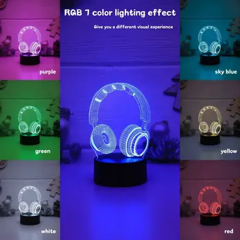 3D Headphones LED Night Light 6