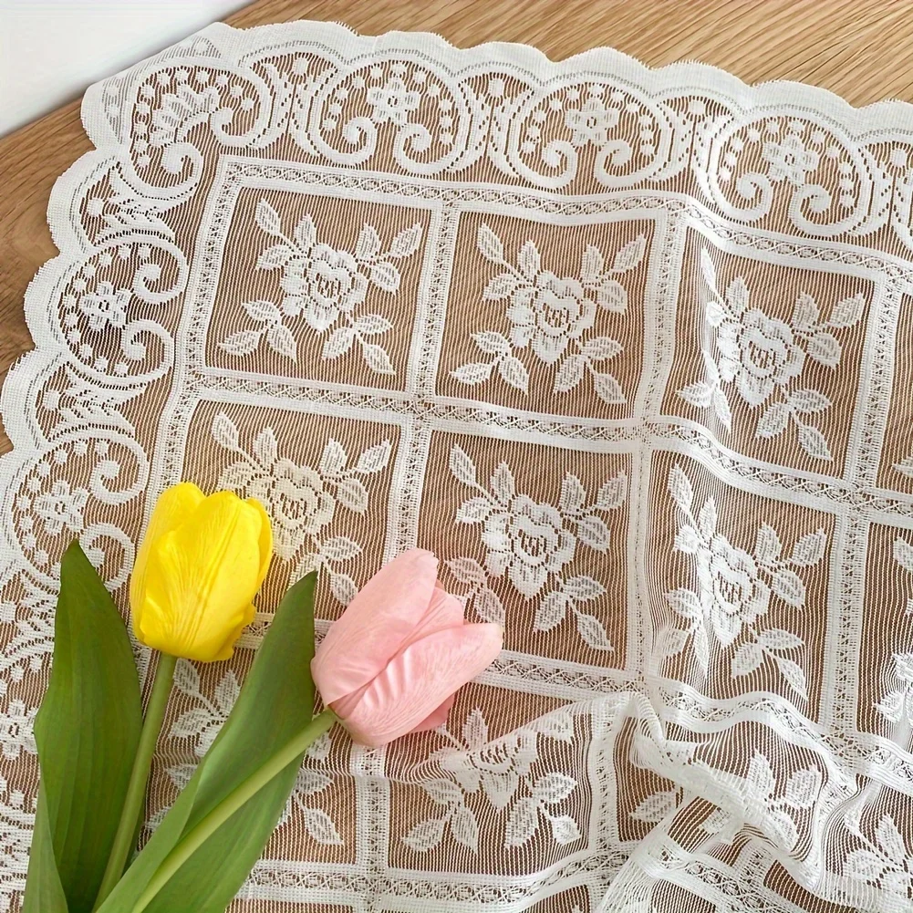 1 Stück Vintage-Spitzentischdecke – halbtransparente, waschbare Makramee-Tischdecke – perfekt für Picknicks, Camping, Geburtstagsfeiern – Detail 1
