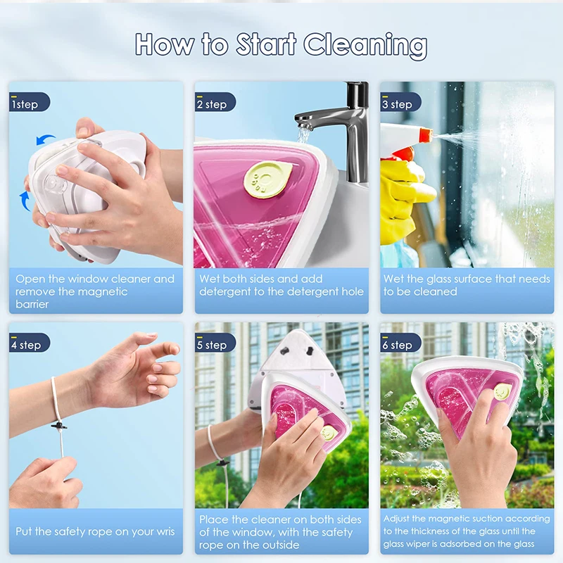 UNTIOR Double Sided Magnetic Window Cleaner Glasses Household Cleaning Windows Cleaning Tools Scraper for Glass Magnet Brush