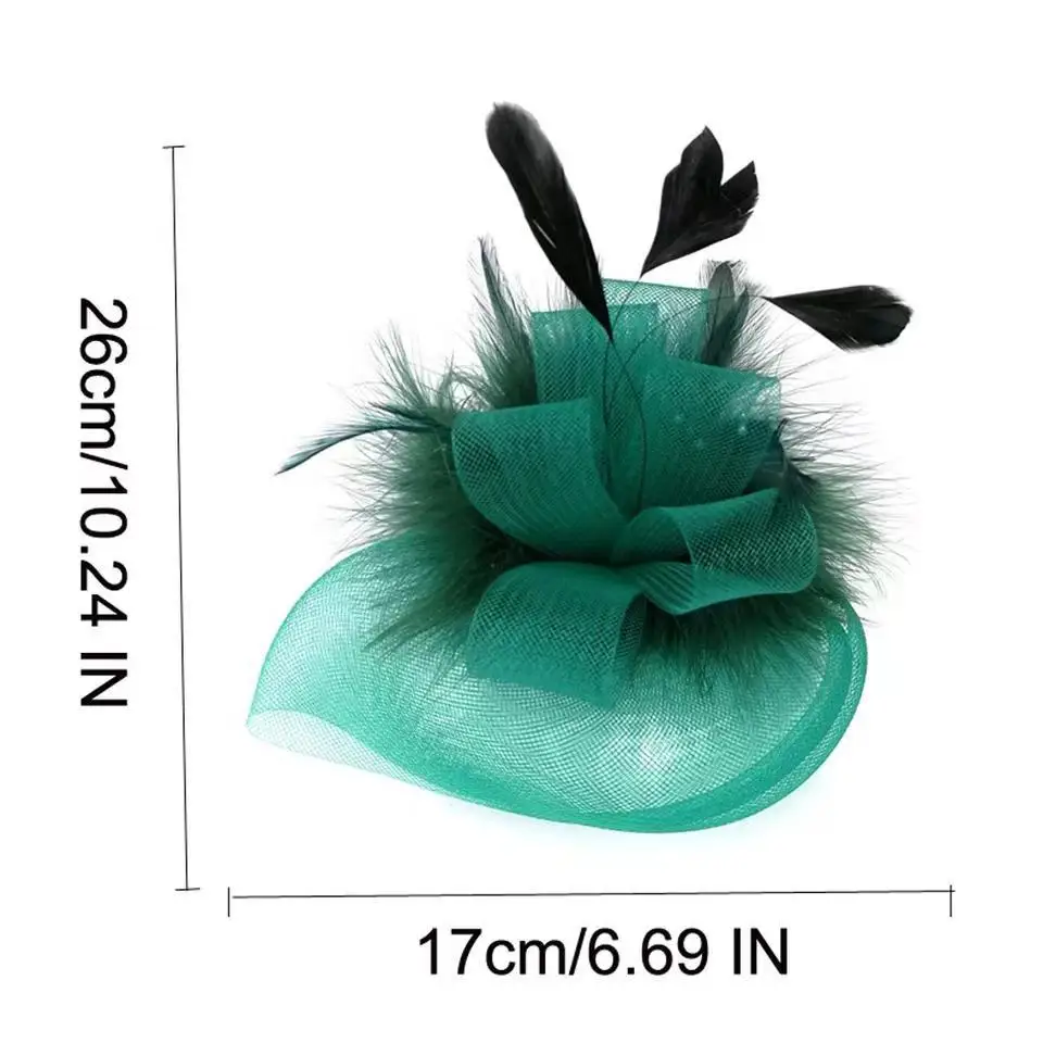 Fashion Handmade Lady Women Fascinator Bow Hair Clip Headwear Lace Feather Mini Hat Wedding Party Accessory Race 5 Colors