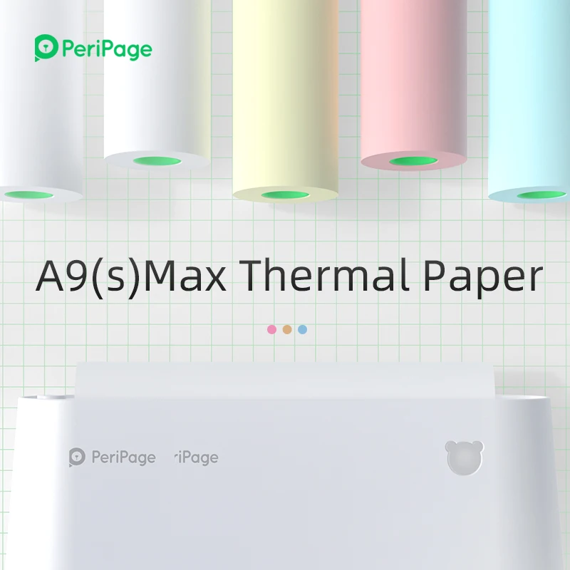 107mm PeriPage A9s / A9s Max Thermal Photo Paper Adhesive Label Sticker BPA-Free Pure White Pocket Mini Thermal Printer Rolls